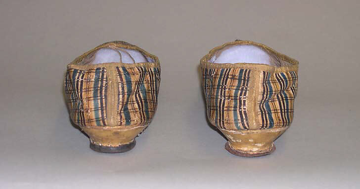 Slippers, leather, silk, British