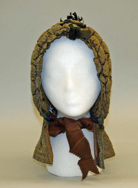 Bonnet, silk, linen, American