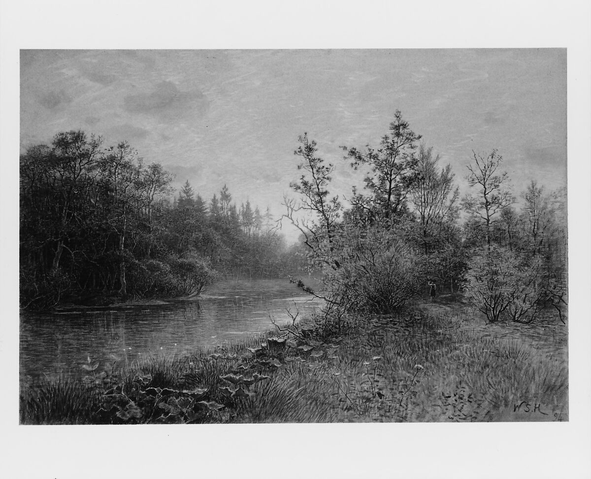 Mill Dam in Traunstein, William Stanley Haseltine (American, Philadelphia, Pennsylvania 1835–1900 Rome), Watercolor and gouache on blue wove paper, American