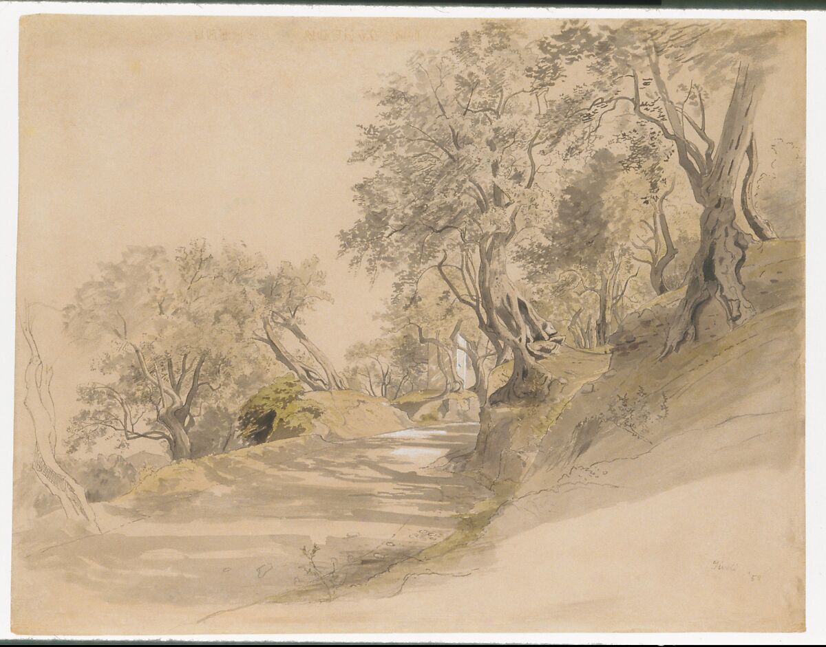 Tivoli, William Stanley Haseltine (American, Philadelphia, Pennsylvania 1835–1900 Rome), Pen, black ink, washes, and graphite on beige paper, American 
