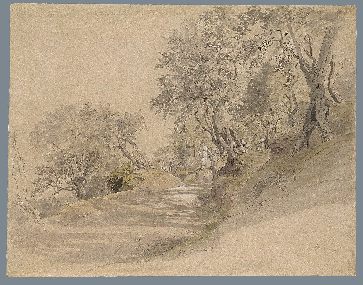 Tivoli, William Stanley Haseltine (American, Philadelphia, Pennsylvania 1835–1900 Rome), Pen, black ink, washes, and graphite on beige paper, American