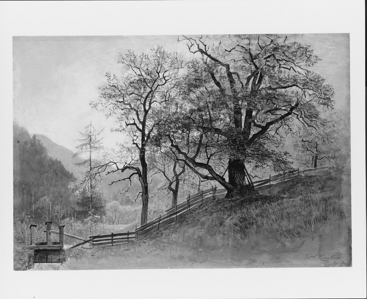 Vahrn in Tyrol near Brixen, William Stanley Haseltine (American, Philadelphia, Pennsylvania 1835–1900 Rome), Watercolor and gouache on blue wove paper, American