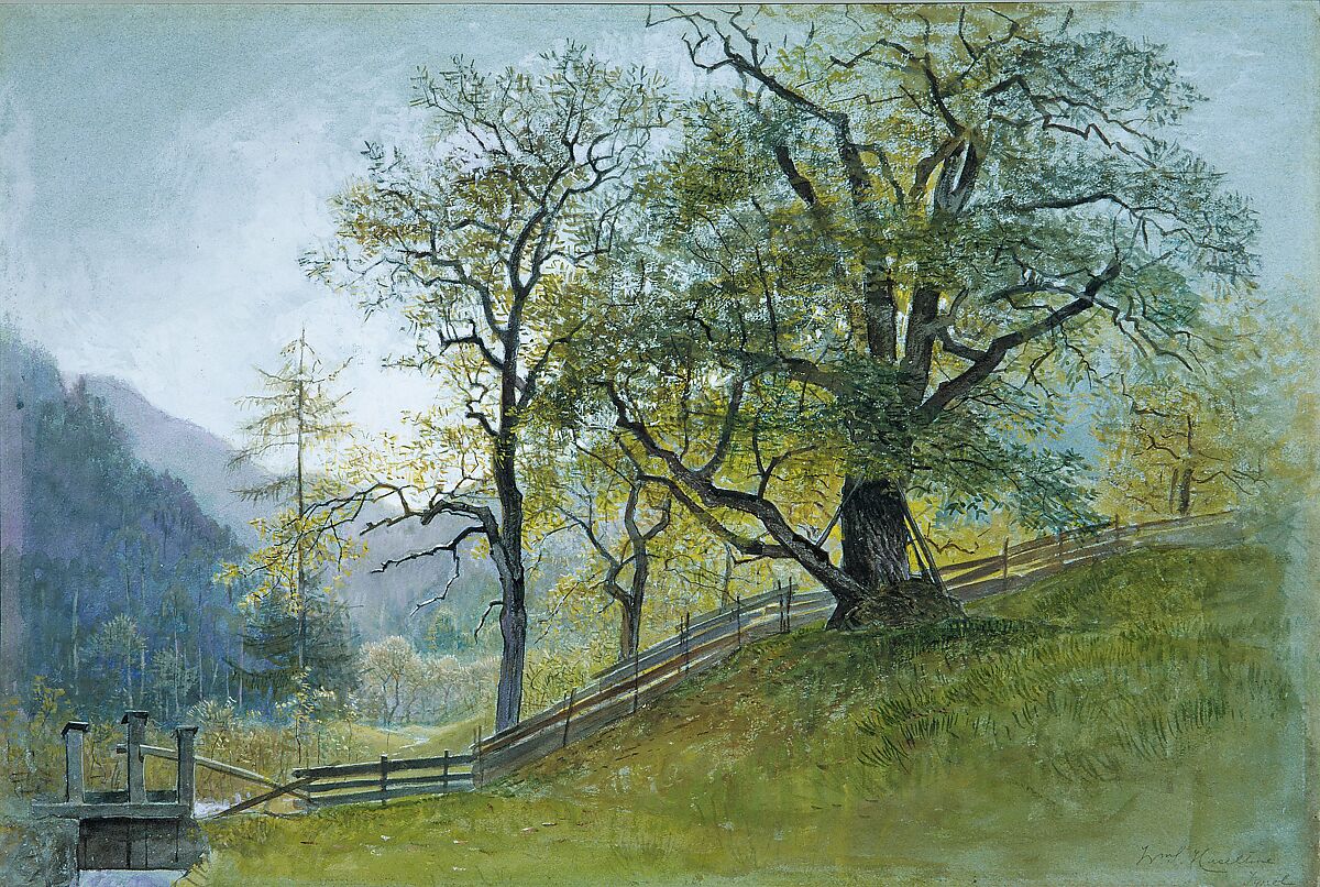 Vahrn in Tyrol near Brixen, William Stanley Haseltine (American, Philadelphia, Pennsylvania 1835–1900 Rome), Watercolor and gouache on blue wove paper, American