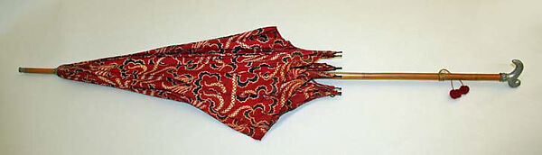 Parasol, cotton, metal, wood, probably American