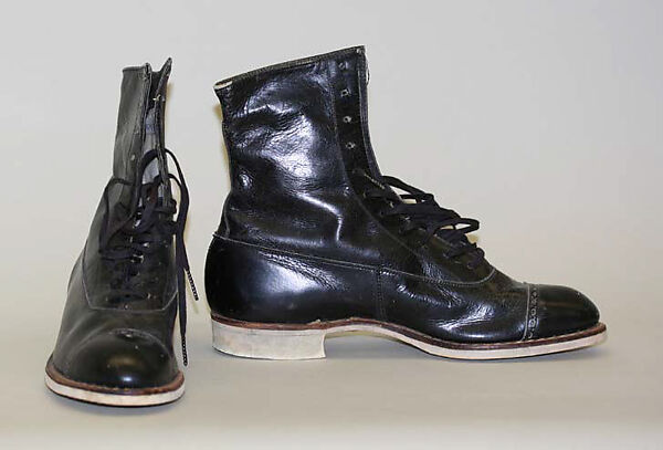 Cycling shoes, leather, rubber, probably American 