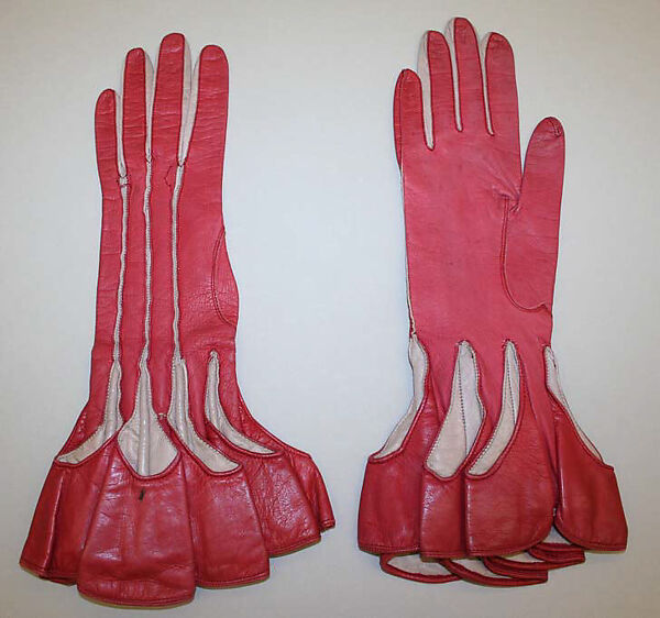 Gloves, leather, probably French 