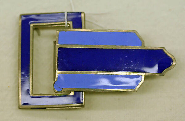 Belt buckle, metal, enamel, French 