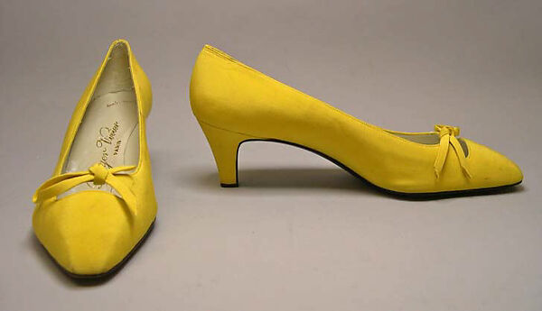 Pumps, Roger Vivier (French, 1913–1998), silk, leather, French 