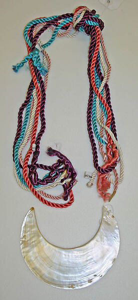Necklace, (a) shell; (b-f) silk, American 