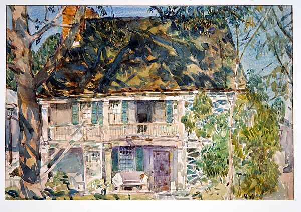 The Brush House, Childe Hassam (American, Dorchester, Massachusetts 1859–1935 East Hampton, New York), Watercolor and graphite on off-white wove paper, American 