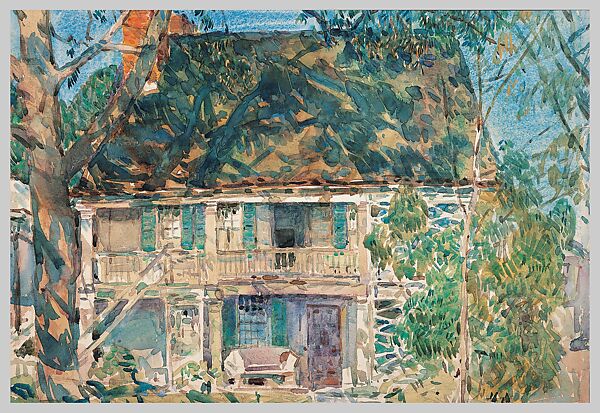 The Brush House, Childe Hassam (American, Dorchester, Massachusetts 1859–1935 East Hampton, New York), Watercolor and graphite on off-white wove paper, American