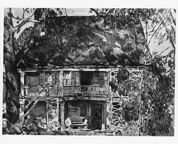 The Brush House, Childe Hassam (American, Dorchester, Massachusetts 1859–1935 East Hampton, New York), Watercolor and graphite on off-white wove paper, American