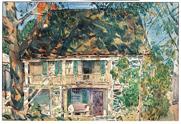 The Brush House, Childe Hassam (American, Dorchester, Massachusetts 1859–1935 East Hampton, New York), Watercolor and graphite on off-white wove paper, American