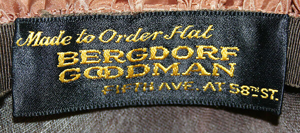 Hat, Bergdorf Goodman (American, founded 1899), silk, cotton, American