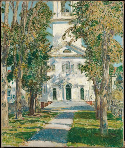 The Church at Gloucester, Childe Hassam (American, Dorchester, Massachusetts 1859–1935 East Hampton, New York), Oil on canvas, American 
