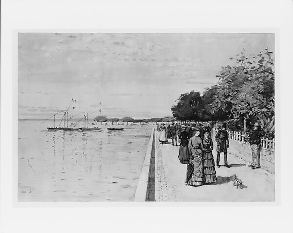 Promenade, Childe Hassam (American, Dorchester, Massachusetts 1859–1935 East Hampton, New York), Watercolor, gouache, and graphite on off-white wove paper, American