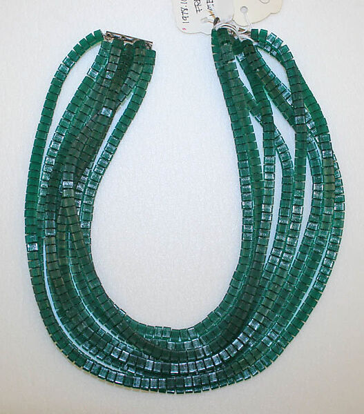 Necklace, glass, metal, French 