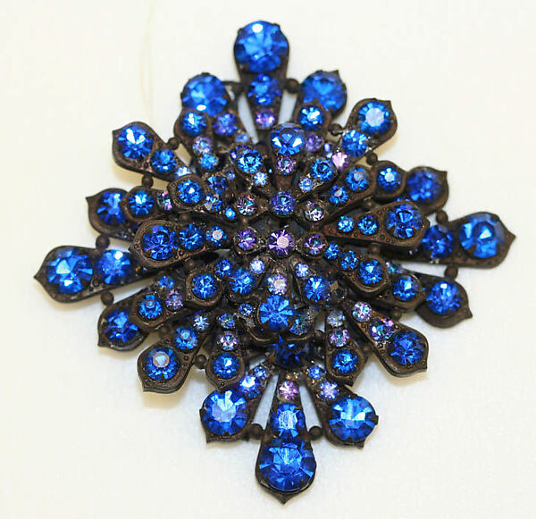 Brooch, glass, metal, French 