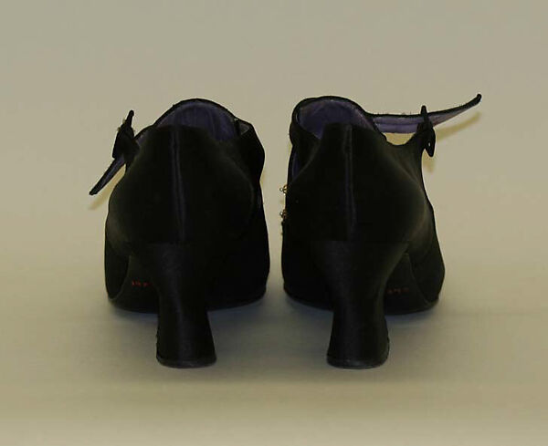 Evening shoes, synthetic fiber, metallic thread, plastic, leather, American