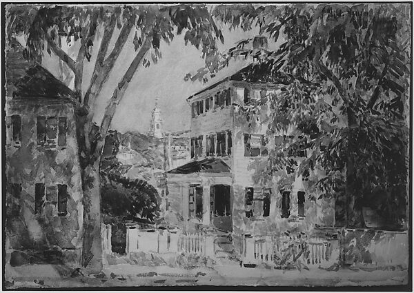 Street in Portsmouth, Childe Hassam (American, Dorchester, Massachusetts 1859–1935 East Hampton, New York), Watercolor on off-white wove paper, American