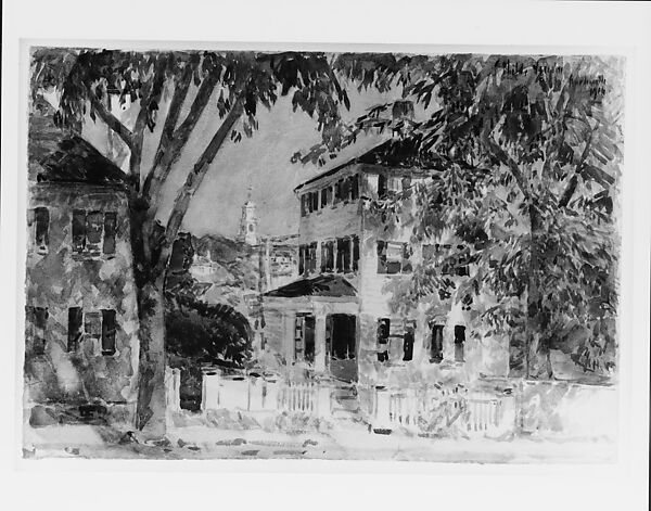 Street in Portsmouth, Childe Hassam (American, Dorchester, Massachusetts 1859–1935 East Hampton, New York), Watercolor on off-white wove paper, American