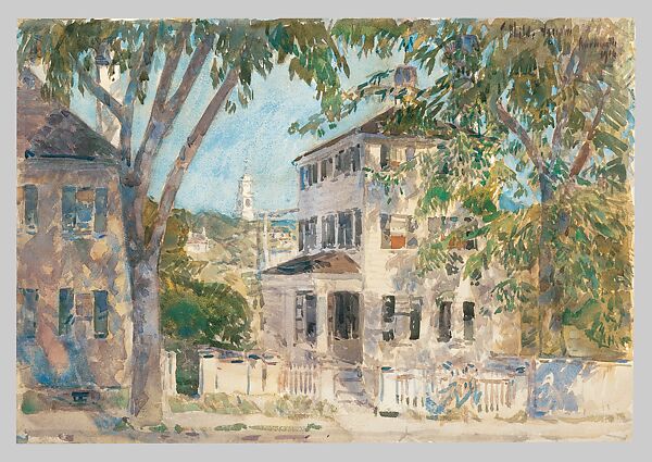Street in Portsmouth, Childe Hassam (American, Dorchester, Massachusetts 1859–1935 East Hampton, New York), Watercolor on off-white wove paper, American 