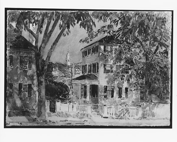 Street in Portsmouth, Childe Hassam (American, Dorchester, Massachusetts 1859–1935 East Hampton, New York), Watercolor on off-white wove paper, American