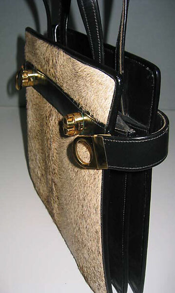 Accessory set, leather, fur, cotton, metal, American