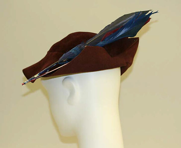 Hat, wool, feathers, rayon, American