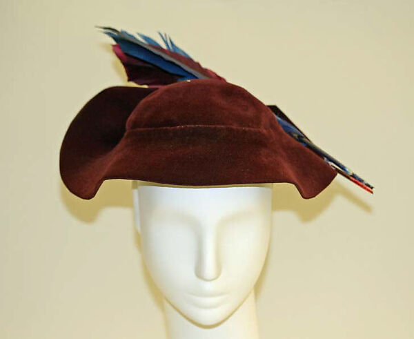 Hat, wool, feathers, rayon, American 