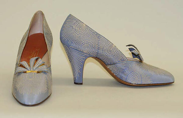 Pumps, Netch and Frater (French), silk, leather, French 