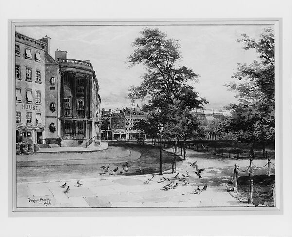 Views of Battery Park, Hughson Frederick Hawley (American (born England), Brighton 1850–1936 New Rochelle, New York), Watercolor over traces of graphite on paper, American