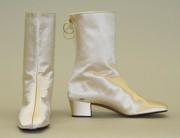 Evening boots, René Mancini (French, founded 1936), silk, leather, metal, French 