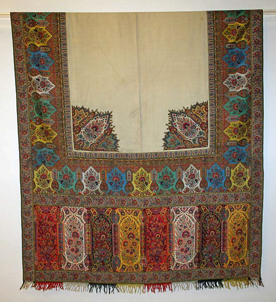 Shawl, silk and wool, Indian 