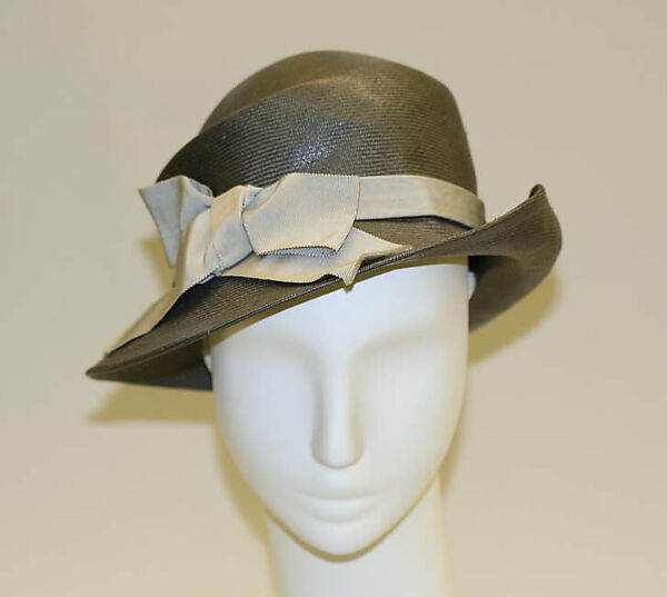 Hat, Paulette (French), straw, silk, French 