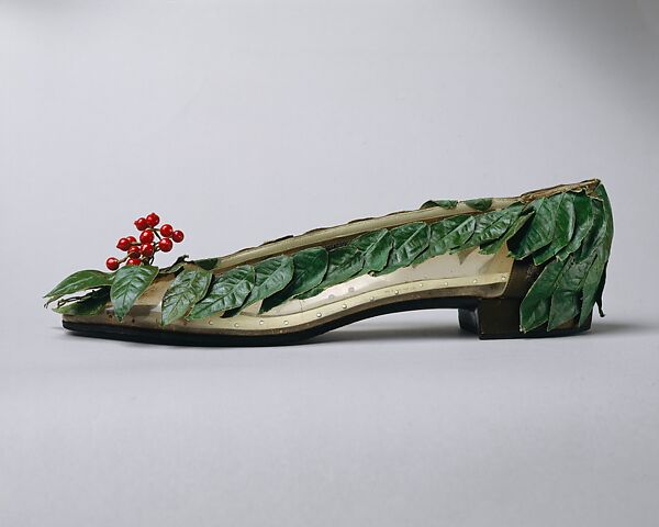 Evening shoes, Roger Vivier (French, 1913–1998), plastic (casein, polyvinyl chloride), cotton, silk, French