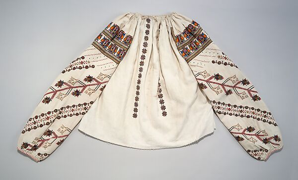 Blouse, cotton, metal, glass, Romanian 