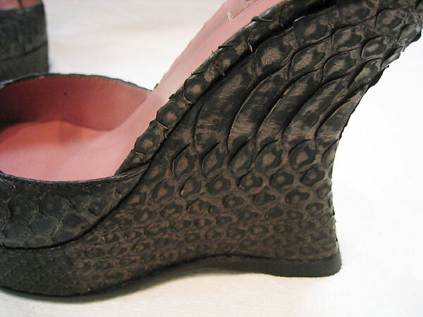 Shoes, Azzedine Alaïa (French (born Tunisia), Tunis 1935–2017 Paris), a,b) leather, French