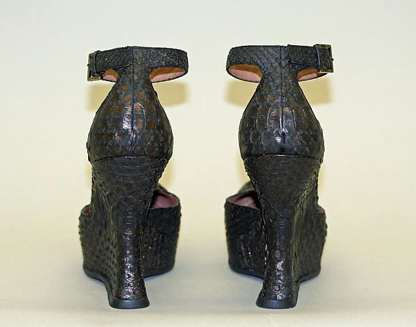 Shoes, Azzedine Alaïa (French (born Tunisia), Tunis 1935–2017 Paris), a,b) leather, French