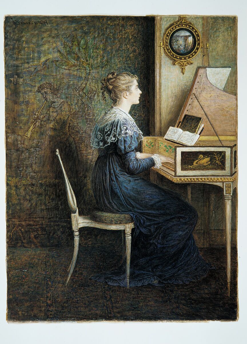 An Old Song, William John Hennessy (Irish, Thomastown, Kilkenny 1839–1917 Rudgwick, Sussex), Watercolor, gum arabic, and gouache on off-white wove paper, American
