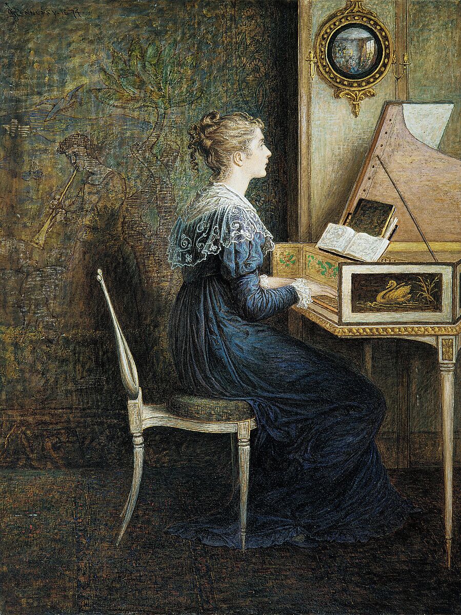 An Old Song, William John Hennessy (Irish, Thomastown, Kilkenny 1839–1917 Rudgwick, Sussex), Watercolor, gum arabic, and gouache on off-white wove paper, American