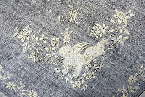 Handkerchief, linen, probably American
