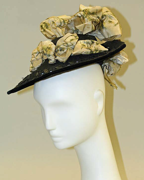 Hat, H. O&#39;Neill &amp; Co. (American, New York), straw, silk, American 