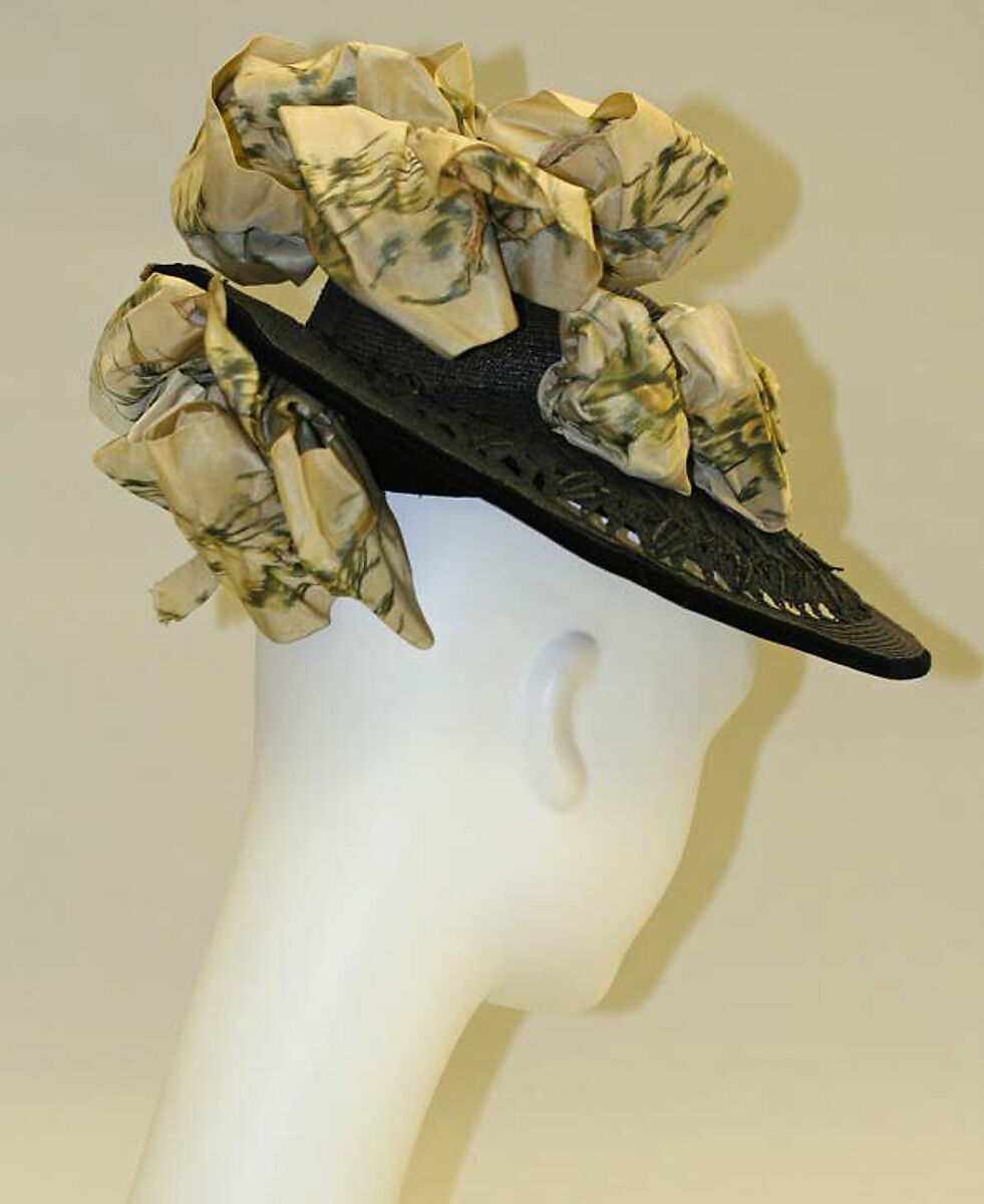 Hat, H. O'Neill &amp; Co. (American, New York), straw, silk, American