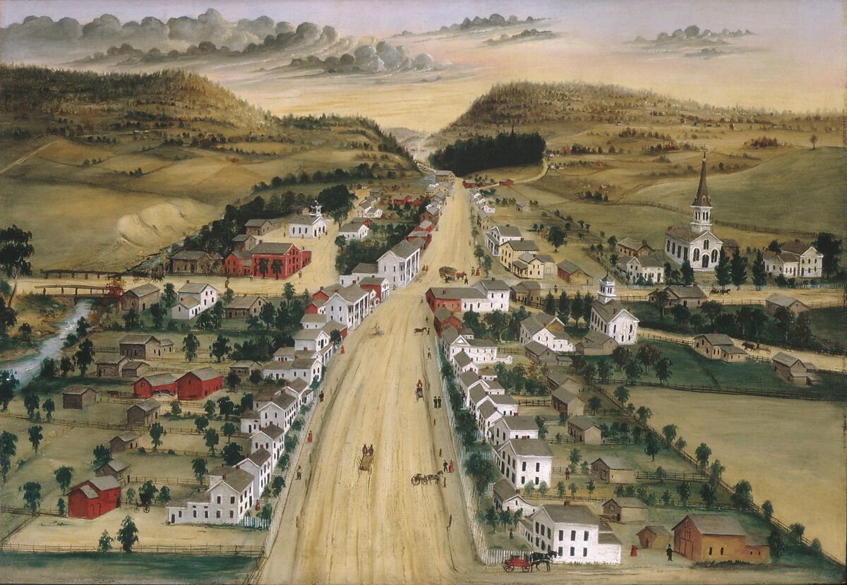 View of Poestenkill, New York, Joseph H. Hidley (1830–1872), Oil on wood, American 