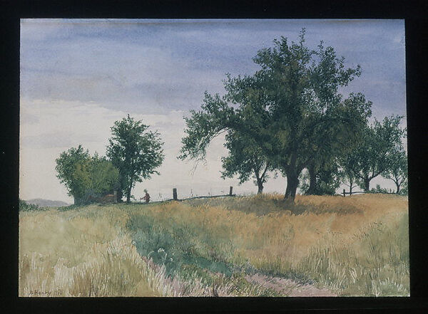 The Straw Field, John Henry Hill (American, West Nyack, New York 1839–1922), Watercolor on off-white wove paper, American