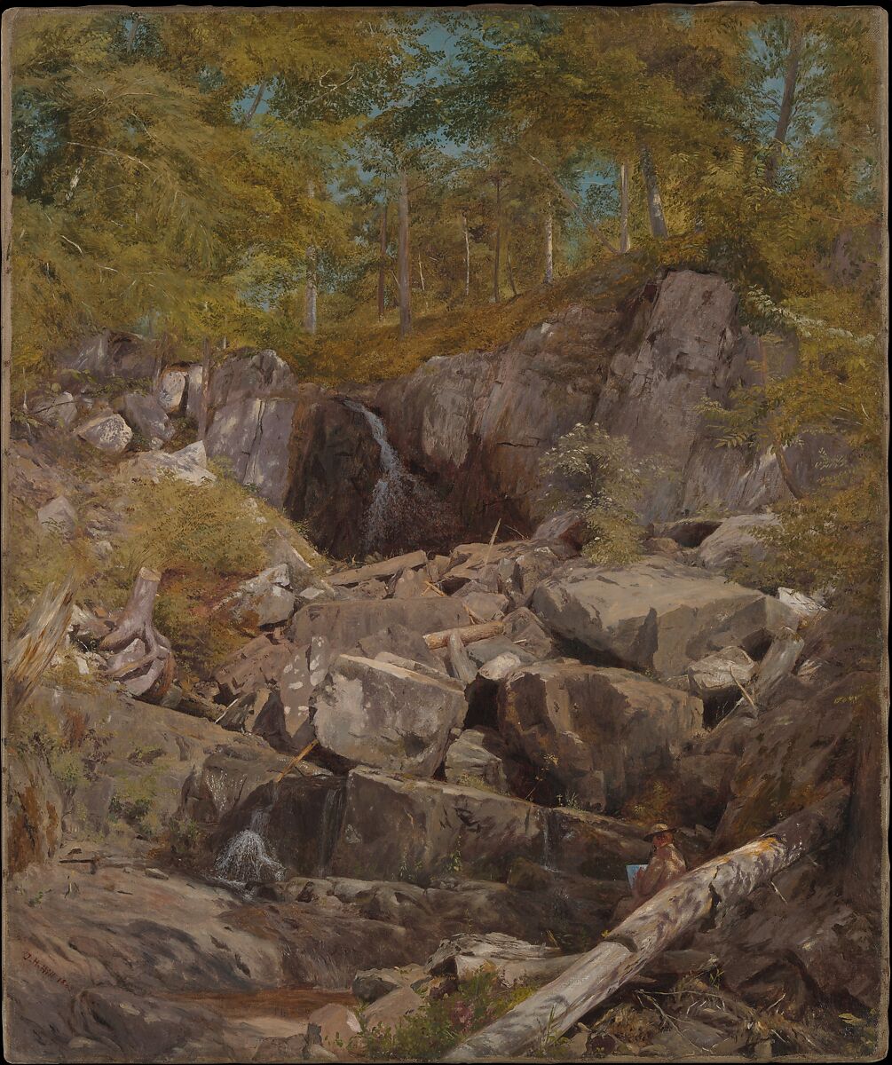A Study of Trap Rock (Buttermilk Falls), John Henry Hill (American, West Nyack, New York 1839–1922), Oil on canvas, American 