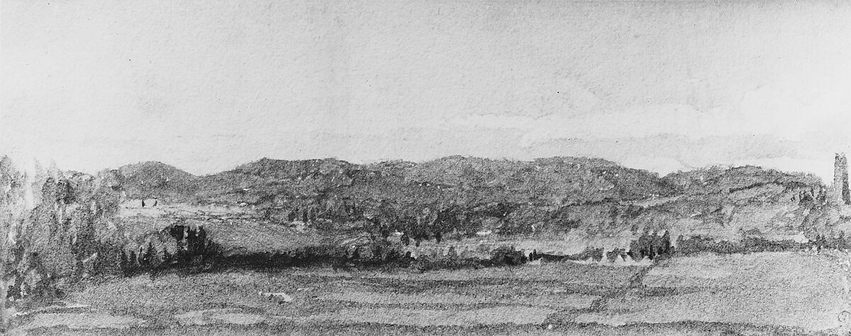 Three Views, No. 2: View near Oswego, New York, John William Hill (American (born England), London 1812–1879 West Nyack, New York), Watercolor and gum arabic on off-white wove paper, American 