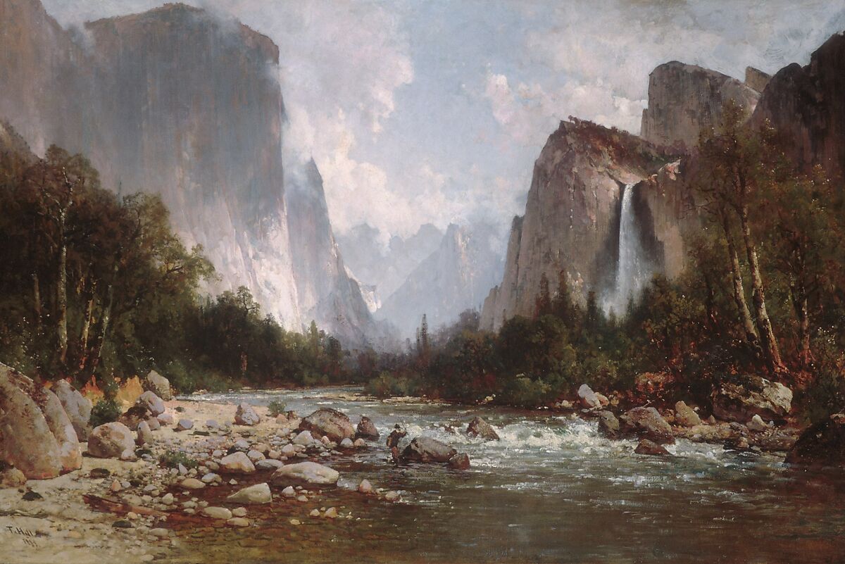 View of Yosemite Valley, Thomas Hill (American (born England), Birmingham 1829–1908 Raymond, California), Oil on canvas, American 