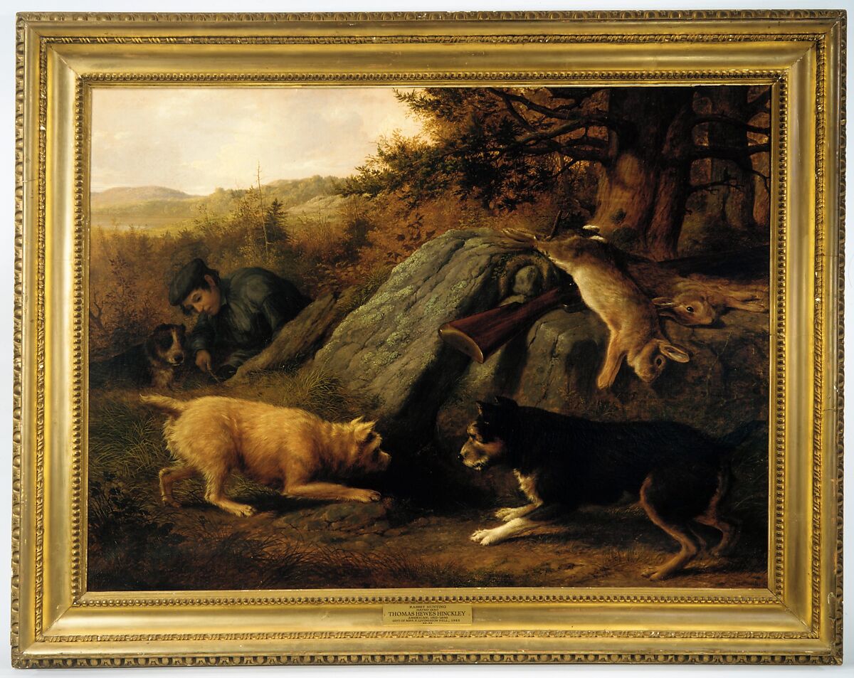 The Rabbit Hunters, Thomas Hewes Hinckley (1813–1896), Oil on canvas, American